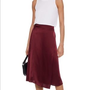 Vince wrap-effect silk satin midi skirt NWT
